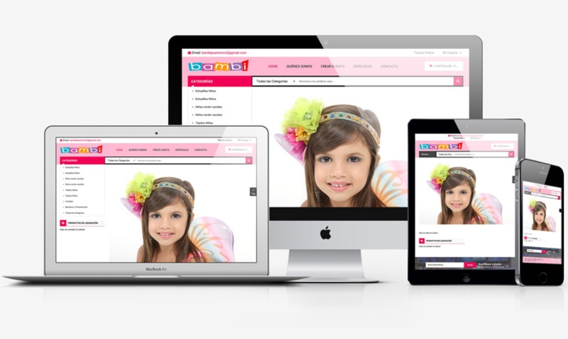 Página web para tienda para niños