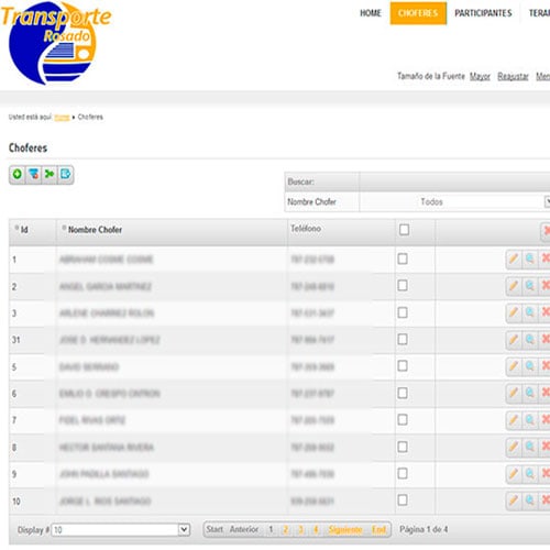 Aplicación web Transportes Rosado