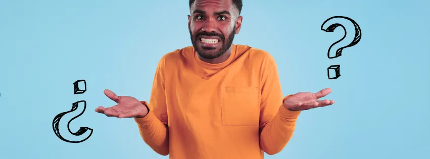 Hombre de aspecto puertorriqueño con expresión pensativa, preguntándose '¿Pa’ qué necesito una página web?', representando la duda común de muchos emprendedores.