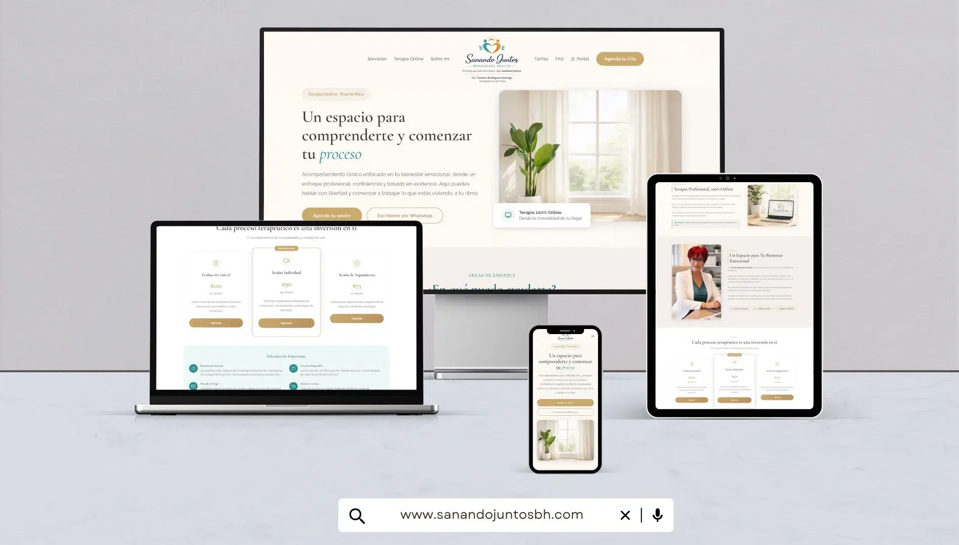 Página web de terapia online en Puerto Rico de la Lic. Tamara Rodríguez diseñada por JB Host & Web Design