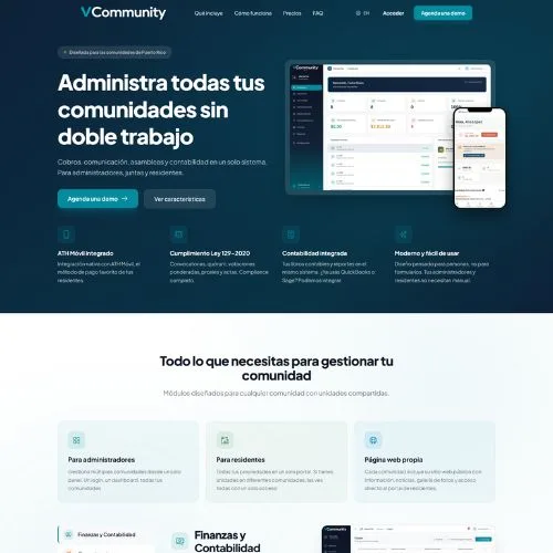 Desarrollo de aplicación web en Puerto Rico para VCommunity, plataforma de administración de comunidades
