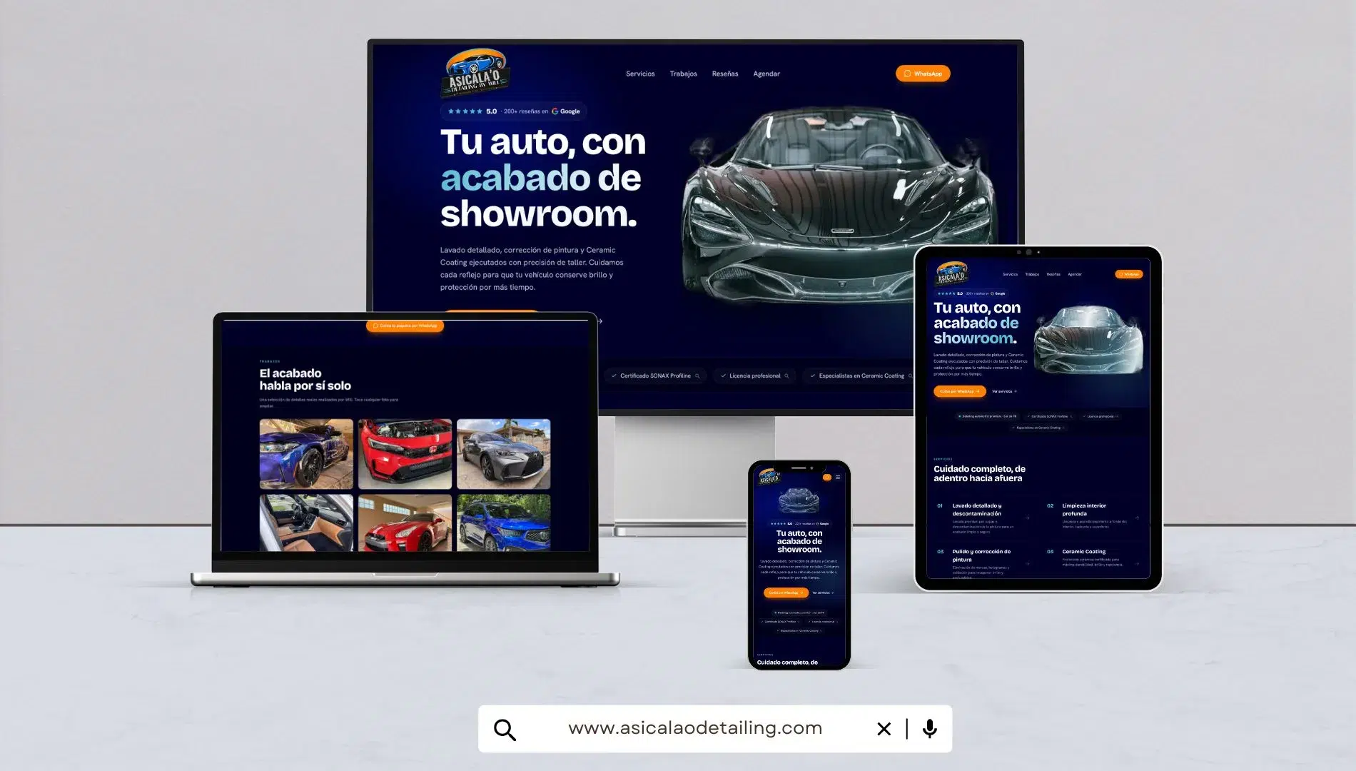 Página web de detailing automotriz premium en Puerto Rico diseñada por JB Host & Web Design