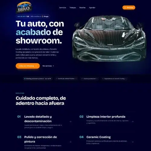 Diseño de página web en Puerto Rico para Asicalao Detailing by Will, detailing automotriz premium en Ponce