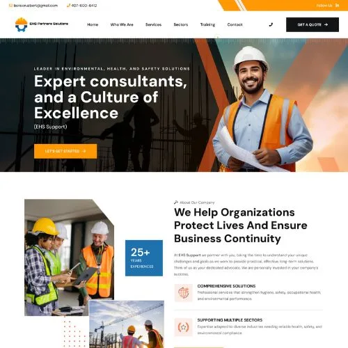 Diseño de página web en Puerto Rico para EHS Partners Solutions, consultora en salud, seguridad ocupacional y medio ambiente