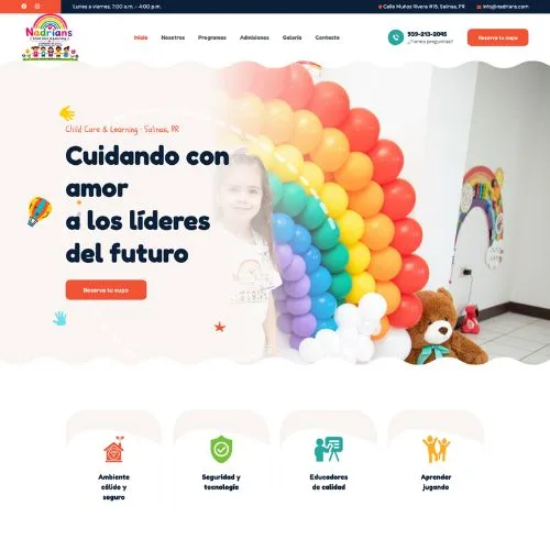 Diseño de página web en Puerto Rico para Nadrians Child Care & Learning, centro de cuido en Salinas